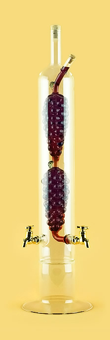 Бутылка для двух напитков из стекла ручной работы