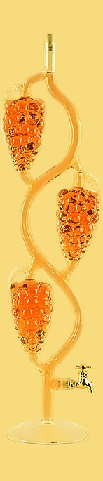 Бутылка виноградная гроздь с краном из стекла ручной работы