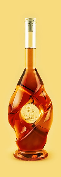 Бутылка с судном из стекла ручной работы