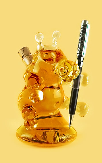 Подставка под ручку «Бегемотик» из стекла ручной работы