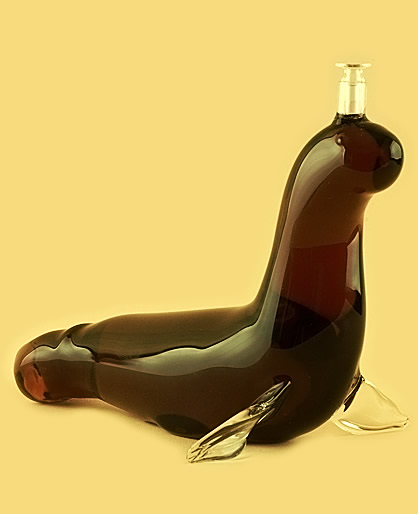 Бутылка морской котик из стекла ручной работы