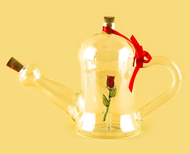Чайник с розой из стекла ручной работы